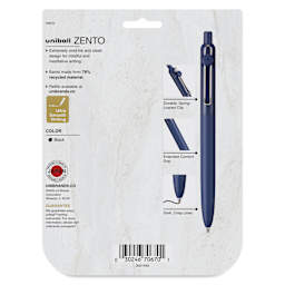 Uni-Ball Zento Gel Pens - Set of 8, Harmony, 0.7 mm, back of packaging