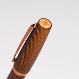 Diplomat Viper Fountain Pen - Brown Guilloche, close up of cap