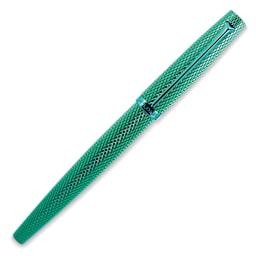 Diplomat Viper Rollerball Pen - Green Guilloche, cap on
