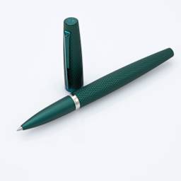 Diplomat Viper Rollerball Pen - Green Guilloche, with cap