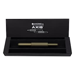 Monteverde Axis Fountain Pen - Matte Olive, Broad Nib, in packaging