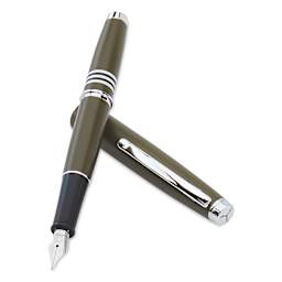 Monteverde Dakota Fountain Pen - Military Green, Broad Nib, cap off (image may show a different size nib)