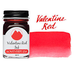 Monteverde Core Fountain Pen Ink - Valentine Red, 30 ml bottle and swatch