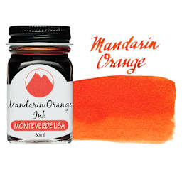 Monteverde Core Fountain Pen Ink - Mandarin Orange, 30 ml bottle and swatch