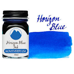 Monteverde Core Fountain Pen Ink - Horizon Blue, 30 ml bottle and swatch