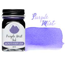Monteverde Core Fountain Pen Ink - Purple Mist, 30 ml bottle and swatch