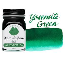 Monteverde Core Fountain Pen Ink - Yosemite Green, 30 ml bottle and swatch