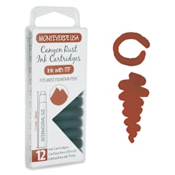 Monteverde Core Universal Ink Cartridge - Canyon Rust, Pkg of 12 with swatch