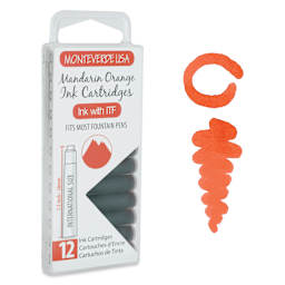 Monteverde Core Universal Ink Cartridge - Mandarin Orange, Pkg of 12 with swatch