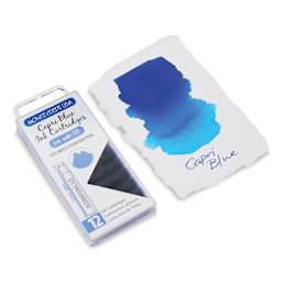 Monteverde Core Universal Ink Cartridge - Capri Blue, Pkg of 12 and swatch on paper