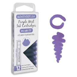 Monteverde Core Universal Ink Cartridge - Purple Mist, Pkg of 12 with swatch