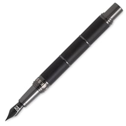 Tom Hessin Revolution Collection Fountain Pen - Charcoal Ebony, Extra Fine Nib, cap off (image may show a different size nib)