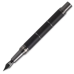 Tom Hessin Revolution Collection Fountain Pen - Charcoal Ebony, Fine Nib, cap off (image may show a different size nib)