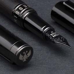 Tom Hessin Revolution Collection Fountain Pen - Charcoal Ebony, Medium Nib close up