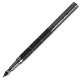 Tom Hessin Revolution Collection Fountain Pen - Charcoal Ebony, Medium Nib, posted (image may show a different size nib)