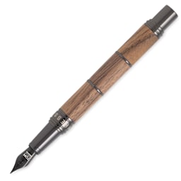 Tom Hessin Revolution Collection Fountain Pen - Rustic Walnut, Fine Nib, cap off (image may show a different size nib)