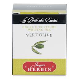 Herbin La Perle des Encres The Jewel of Inks Fountain Pen Ink - Vert Olive (Olive Green), 30 ml, front of packaging