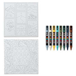 Posca Paint By Number Kit - Boho Vibes contents