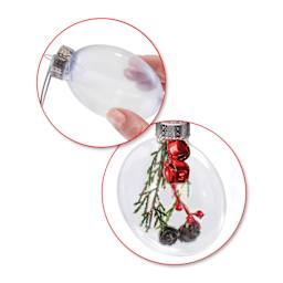Holiday Essentials Clear Plastic Ornaments - Flat/Round, Metal Cap, 8 cm (Bells inside ornament) 