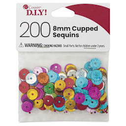 Cousin DIY Cupped Sequins - Pkg of 200, Assorted Colors, 8 mm - front of packaging
