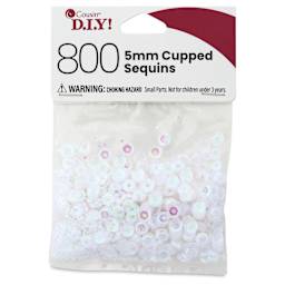 Cousin DIY Cupped Sequins - Pkg of 800, Crystal Iridescent, 5 mm - front of packaging