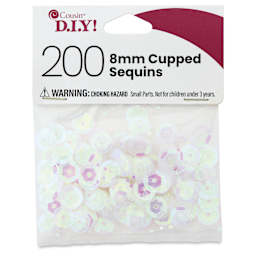 Cousin DIY Cupped Sequins - Pkg of 200, Crystal Iridescent, 8 mm - front of packaging