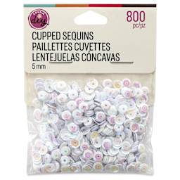 Cousin DIY Cupped Sequins - Pkg of 800, White Iridescent, 5 mm, front of packaging