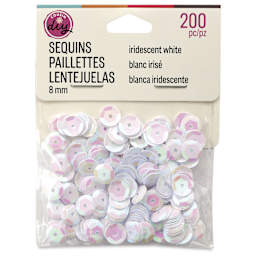 Cousin DIY Cupped Sequins - Pkg of 200, White Iridescent, 8 mm, front of packaging