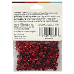 Cousin DIY Cupped Sequins - Pkg of 800, Red, 5 mm, back of packaging