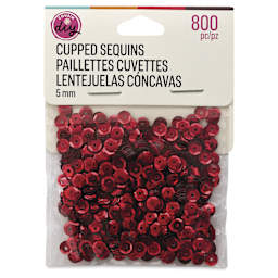 Cousin DIY Cupped Sequins - Pkg of 800, Red, 5 mm, front of packaging