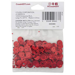 Cousin DIY Cupped Sequins - Pkg of 200, Red, 8 mm - back of packaging