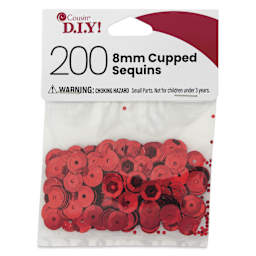 Cousin DIY Cupped Sequins - Pkg of 200, Red, 8 mm - front of packaging