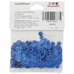 Cousin DIY Cupped Sequins - Pkg of 800, Royal Blue, 5 mm - back of packaging