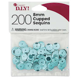 Cousin DIY Cupped Sequins - Pkg of 200, Turquoise Peacock, 8 mm - front of packaging