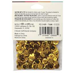 Cousin DIY Cupped Sequins - Pkg of 200, Gold, 8 mm, back of packaging