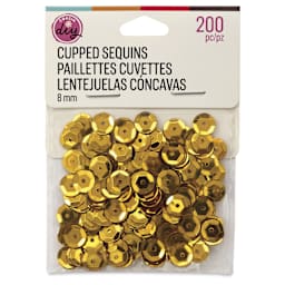 Cousin DIY Cupped Sequins - Pkg of 200, Gold, 8 mm, front of packaging