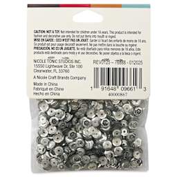 Cousin DIY Cupped Sequins - Pkg of 800, Silver, 5 mm, back of packaging