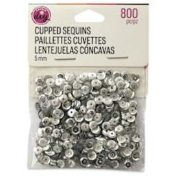 Cousin DIY Cupped Sequins - Pkg of 800, Silver, 5 mm, front of packaging