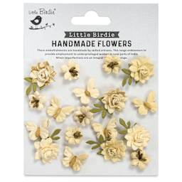 Little Birdie Cloria Paper Flowers - Ivory Pearl, Pkg of 18