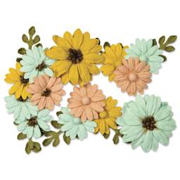 Little Birdie Fairy Garden Paper Flowers - Sunshine and Lemonade, Pkg of 5