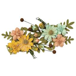 Little Birdie Fairy Rosa Paper Flowers - Sunshine & Lemonade, Pkg of 2