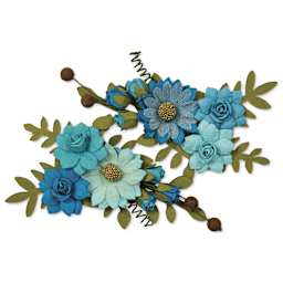 Little Birdie Fairy Rosa Paper Flowers - Aqua Medley, Pkg of 2