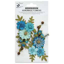 Little Birdie Fairy Rosa Paper Flowers - Aqua Medley, Pkg of 2 - front of packaging