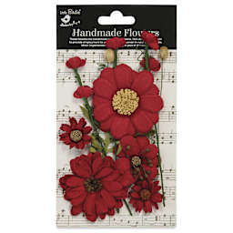 Little Birdie Heleen Paper Flowers - Cardinal Red, Pkg of 12