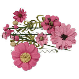 Little Birdie Heleen Paper Flowers - Precious Pink, Pkg of 12 - out of packaging