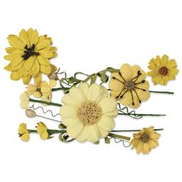 Little Birdie Heleen Paper Flowers - Sunshine, Pkg of 12 - out of packaging