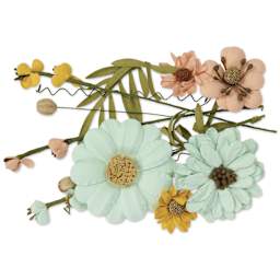 Little Birdie Heleen Paper Flowers - Sunshine & Lemonade, Pkg of 12 - out of packaging