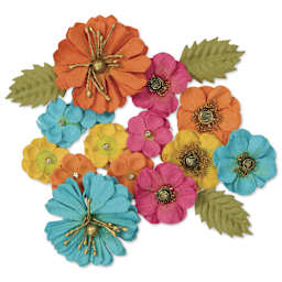 Little Birdie Renae Paper Flowers - Vivid Palette, Pkg of 27