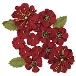 Little Birdie Renae Paper Flowers - Cardinal Red, Pkg of 27
