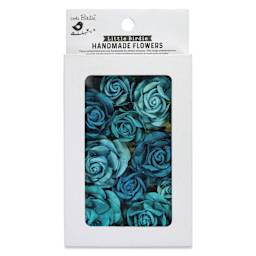 Little Birdie Whitney Paper Flowers - Aqua Medley, Pkg of 14 - front of packaging